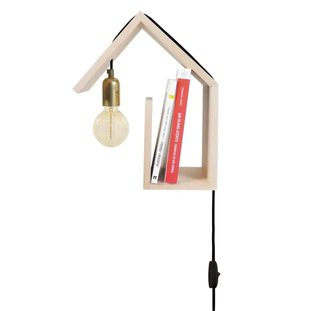 Tosel Cottage applique legno conica naturale e nero