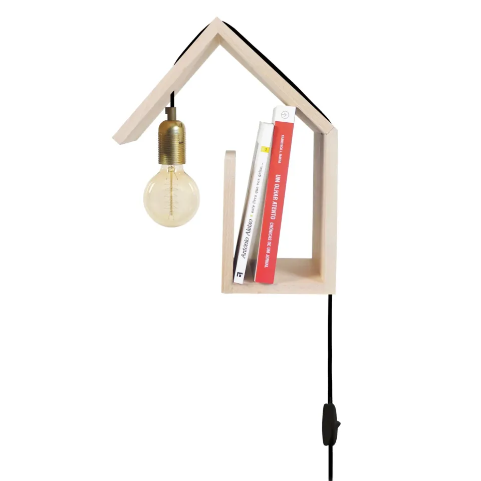Tosel Cottage applique legno conica naturale e nero