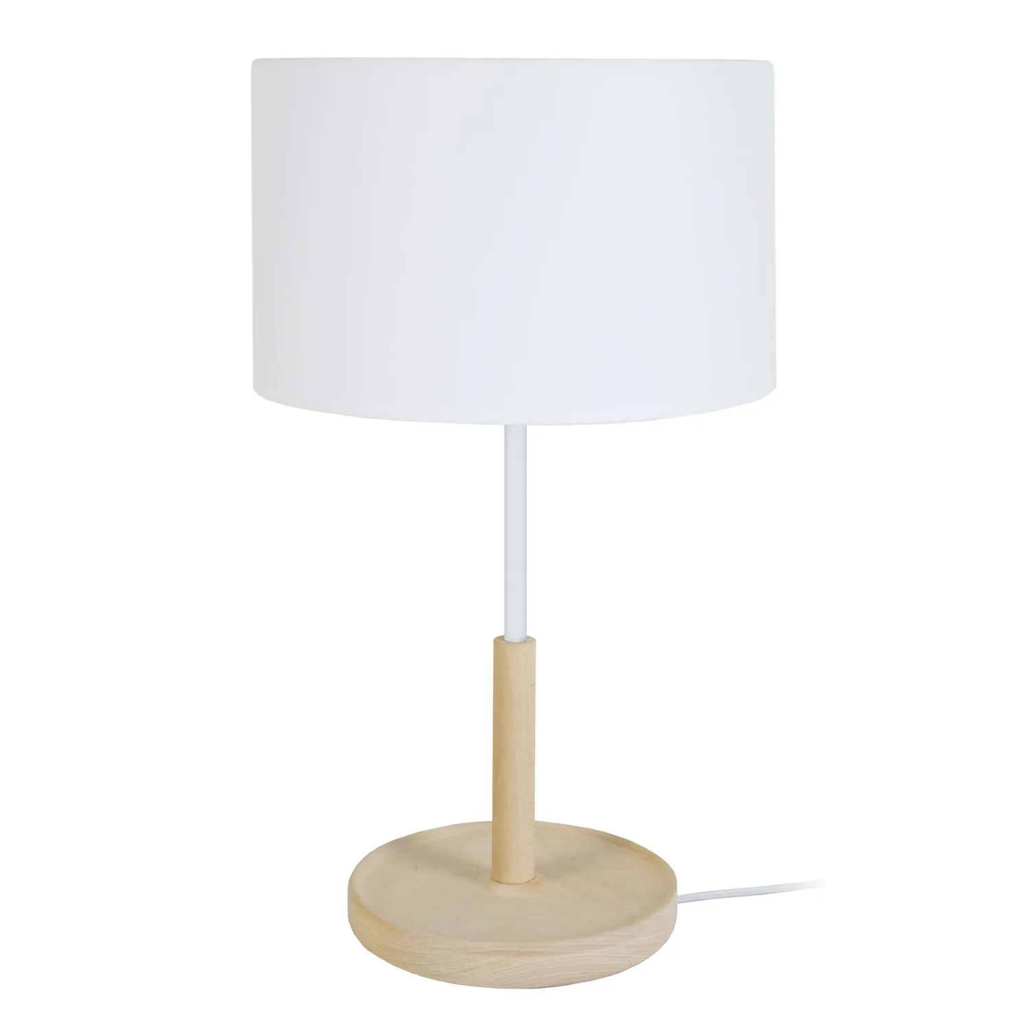Tosel Pistache lampada tavolo legno bianco cilindrica 30x53 cm
