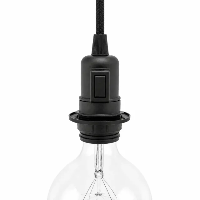 Creative Cables Portalampada E27 Nero con Interruttore Termoplastica