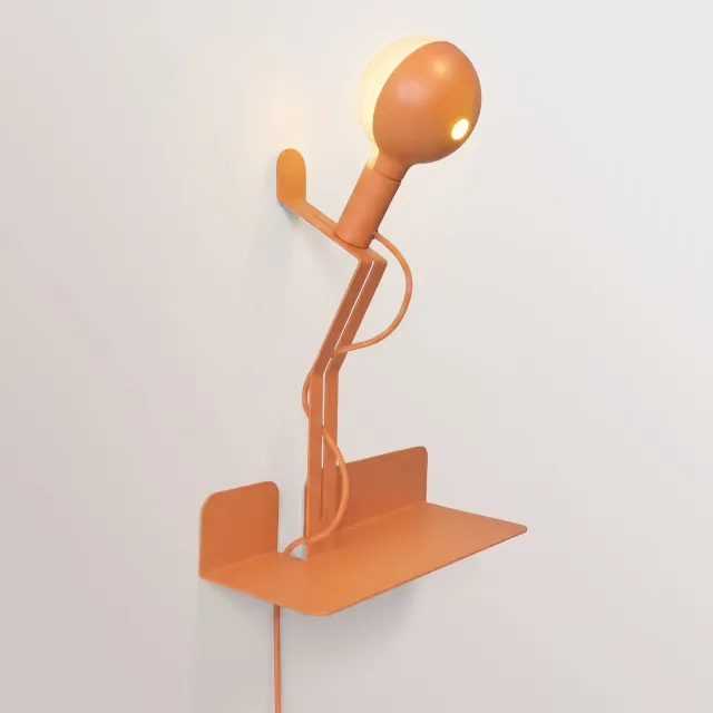 Creative Cables Murio Talia lampada parete arancione con mensola