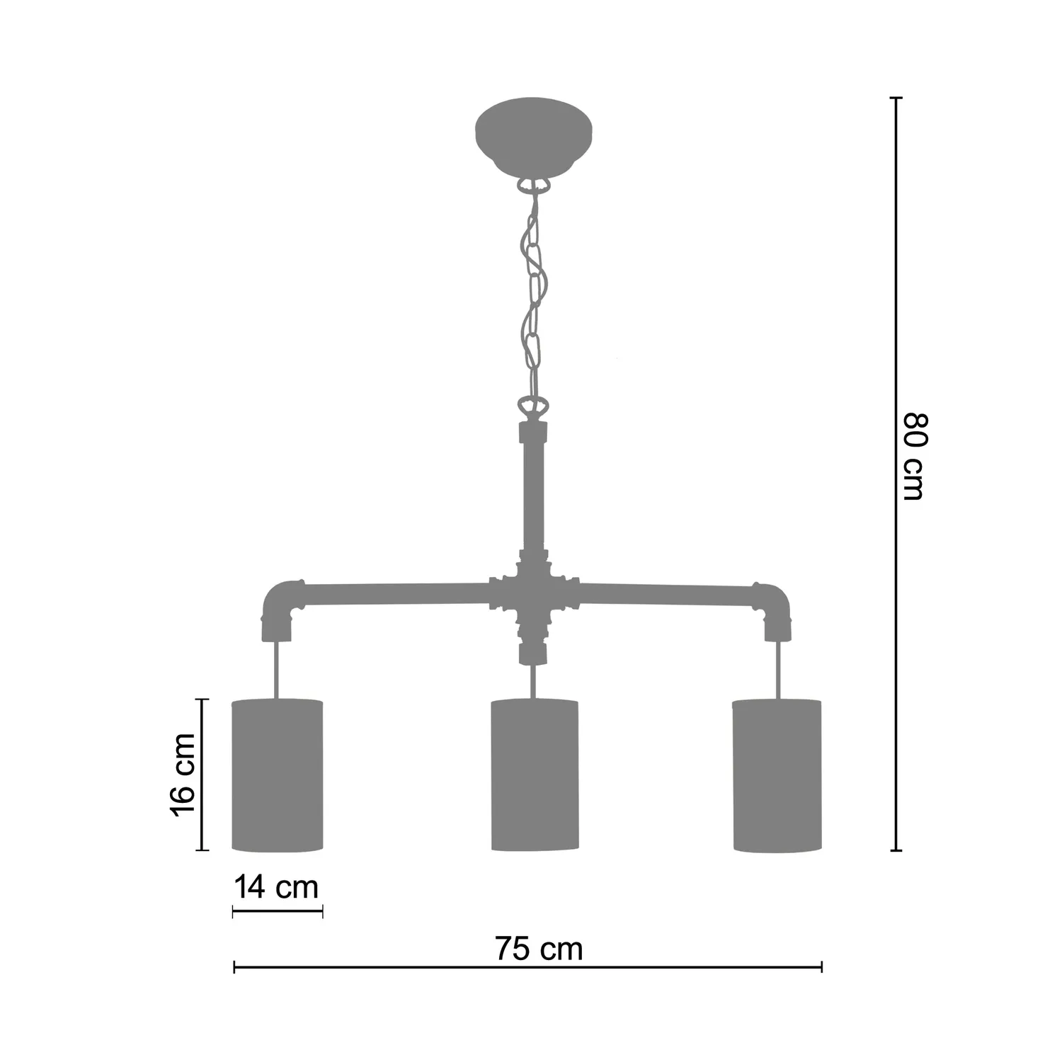 Tosel Hydraulik B lampadario barra metallo 14x80 cm