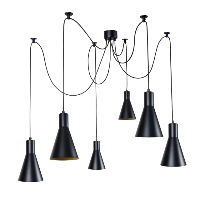 Tosel Krake lampadario metallo nero oro