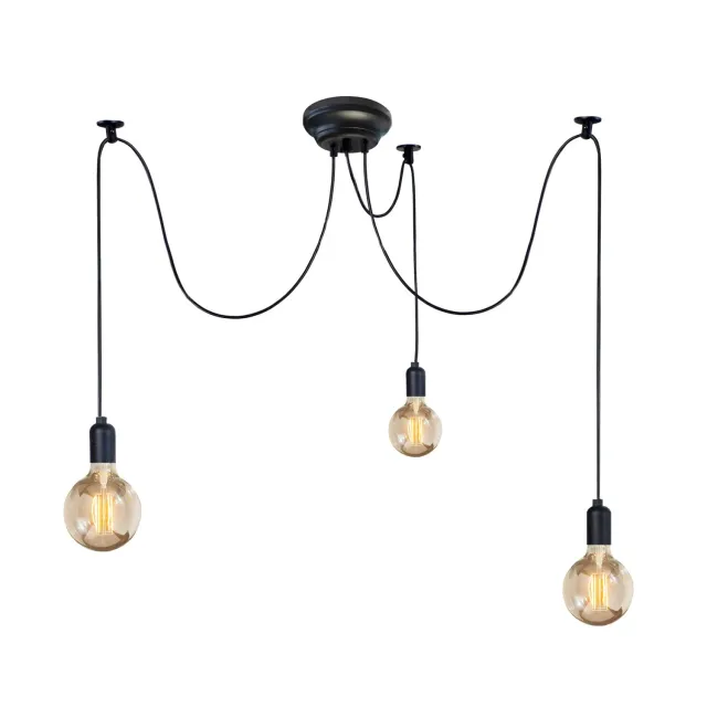 Tosel Krake lampadario metallo nero 3 luci 80x180cm