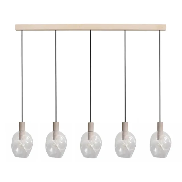 Tosel Vingolf lampadario legno 5 luci trasparente