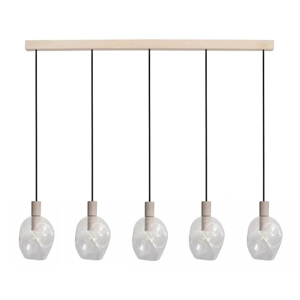 Tosel Vingolf lampadario legno 5 luci trasparente