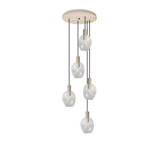 Tosel VINGOLF lampadario legno 5 luci E27 60x100
