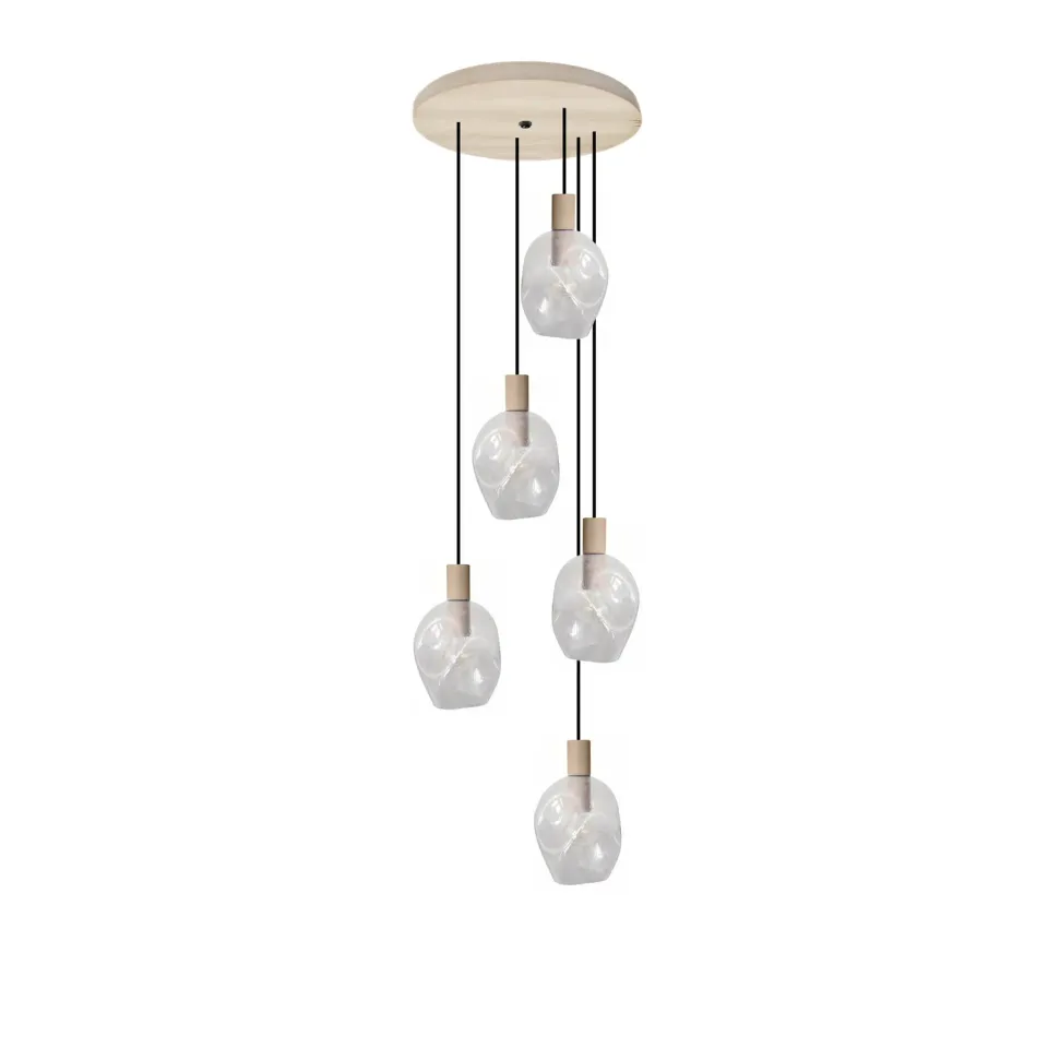 Tosel VINGOLF lampadario legno 5 luci E27 60x100