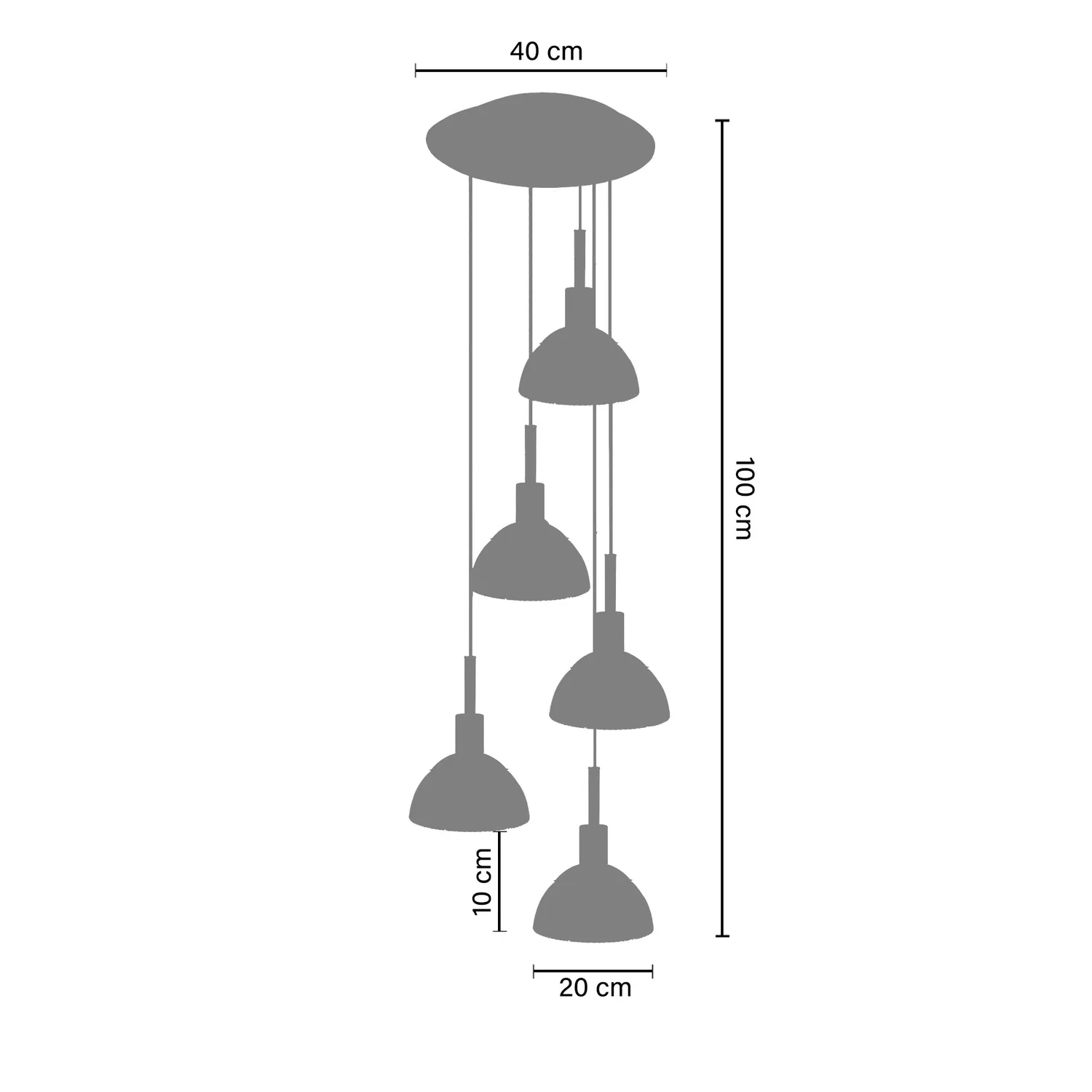 Tosel Copenhaga Lampadario 40x100 cm Bianco 5 Luci