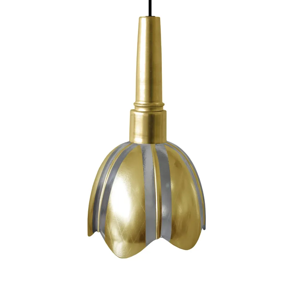 Tosel Galliati Sospensione Vetro Oro 18x90 cm Campana