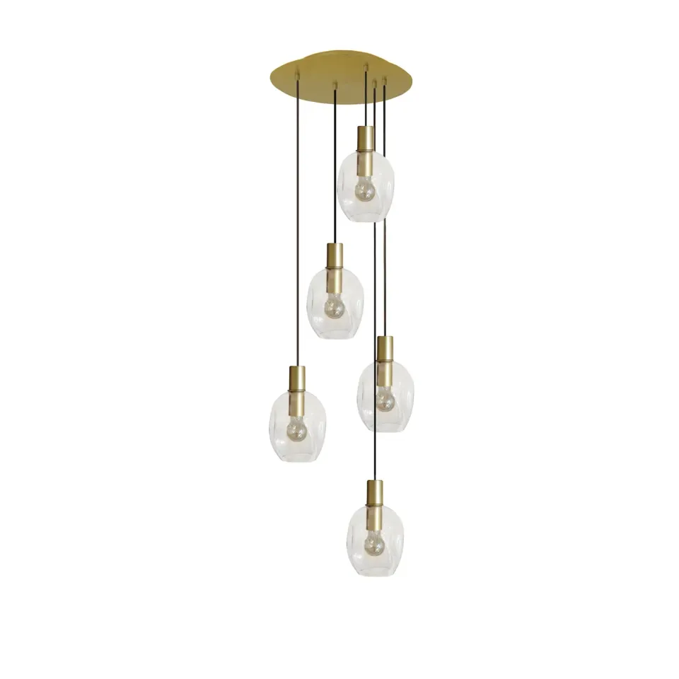 Tosel Vingolf lampadario oro trasparente 40x100 cm vetro