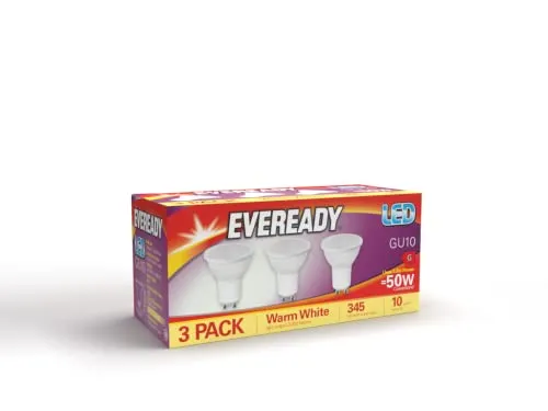 Eveready Faretti LED GU10 Luce Calda 3000K Confezione 3 Pezzi