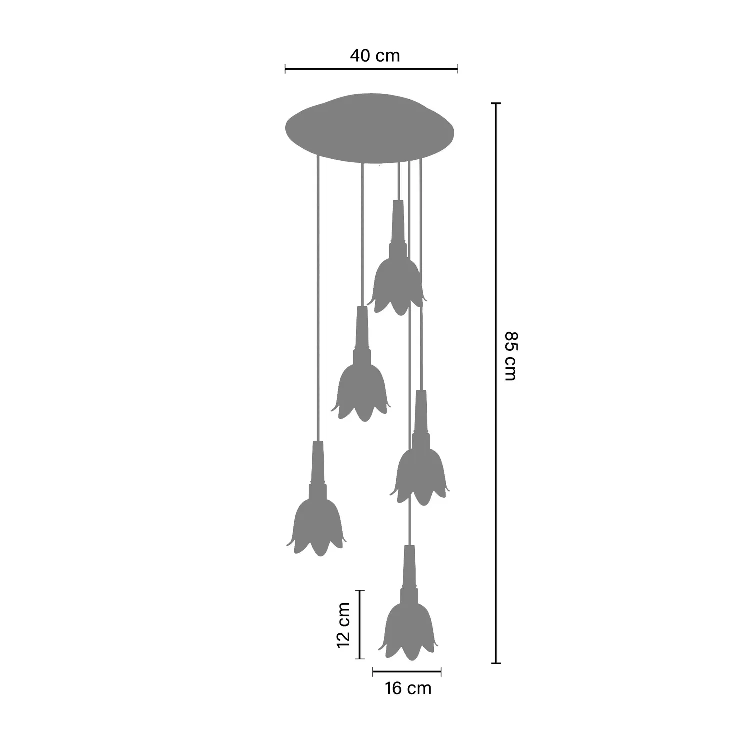 Tosel Cardito lampadario vetro nero 16x85 cm