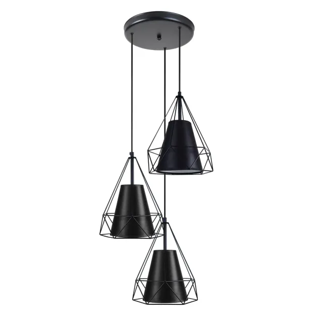Tosel Gallipoli lampadario tessuto nero 40x100 cm E14