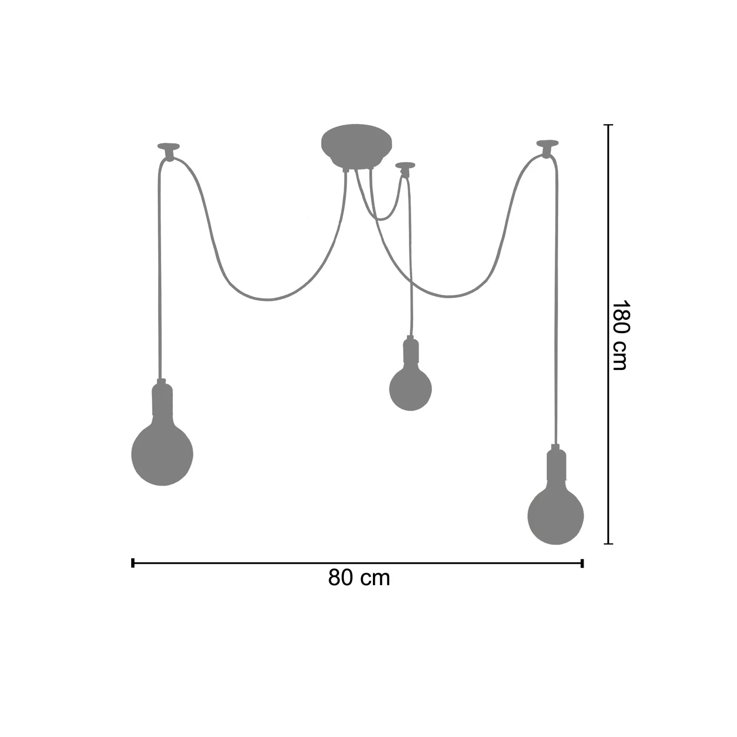 Tosel Krake lampadario metallo nero 3 luci 80x180cm