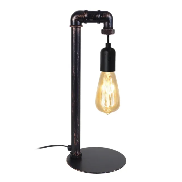 Tosel Hydraulik lampada da tavolo nero rame 18x45cm