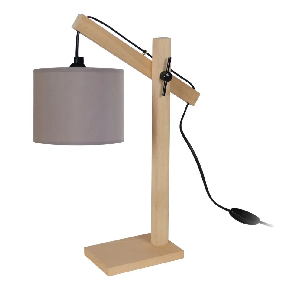 Tosel Enkel lampada tavolo legno naturale ecru 50 cm