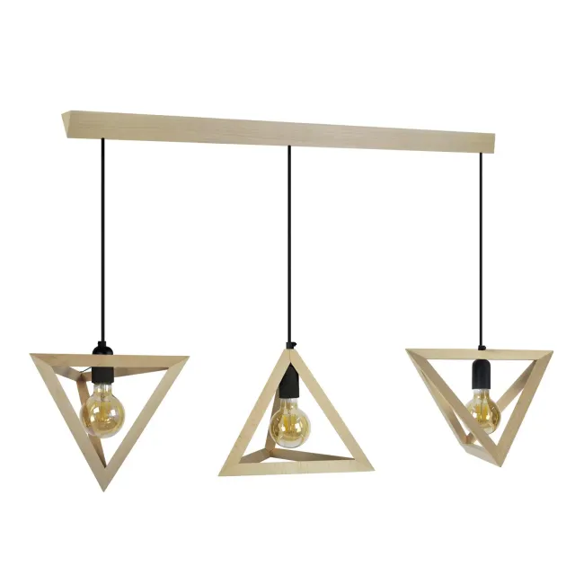 Tosel Tétraèdre A Lampadario Legno 3 Luci 80x90 cm