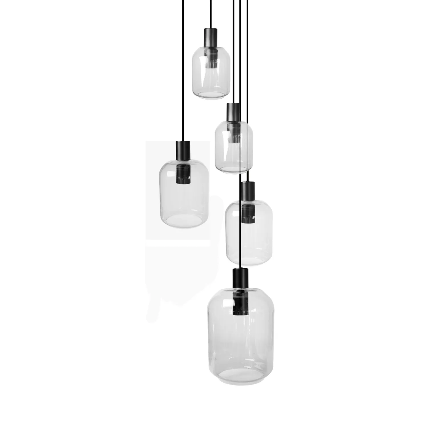 Tosel Svalbard Small lampadario 5 luci nero trasparente
