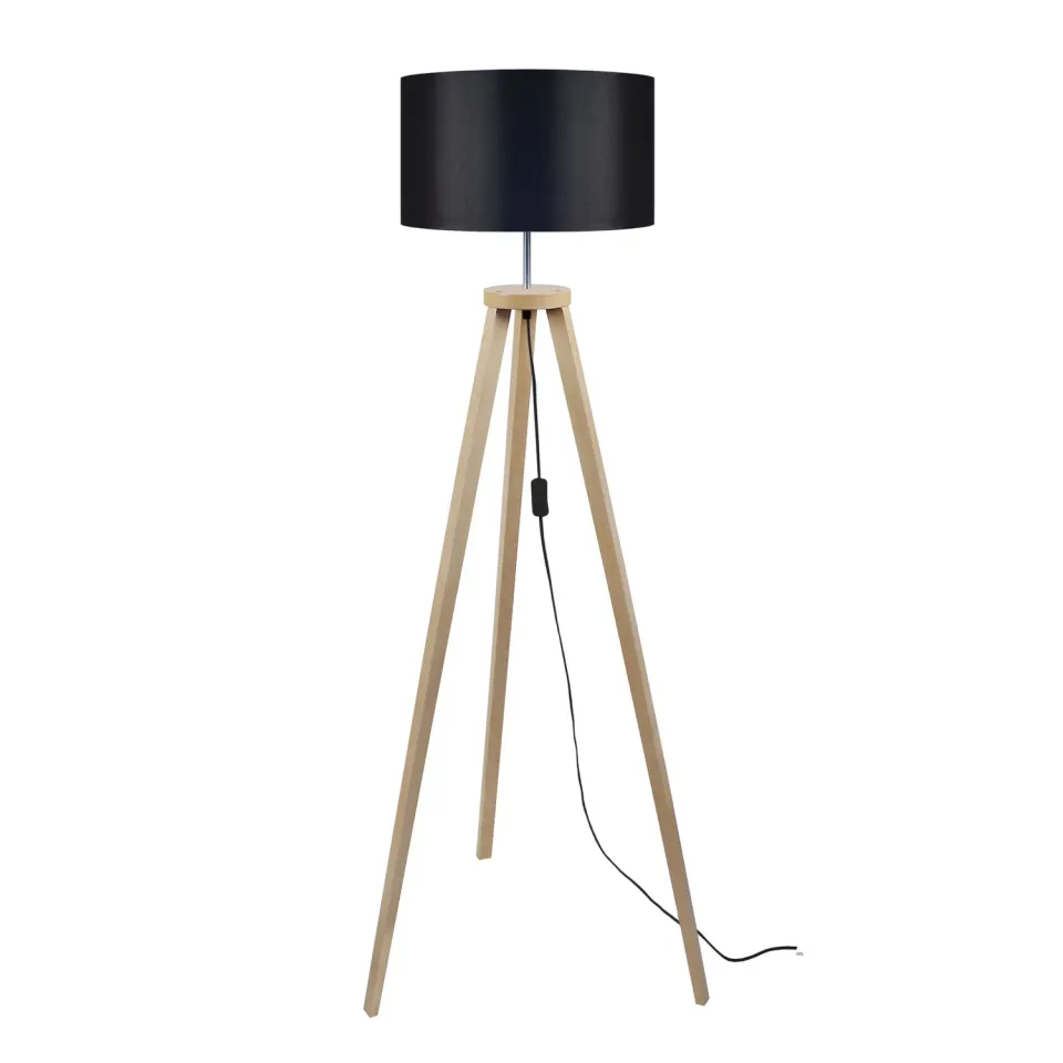 Tosel Malmo piantana treppiede legno naturale e nero