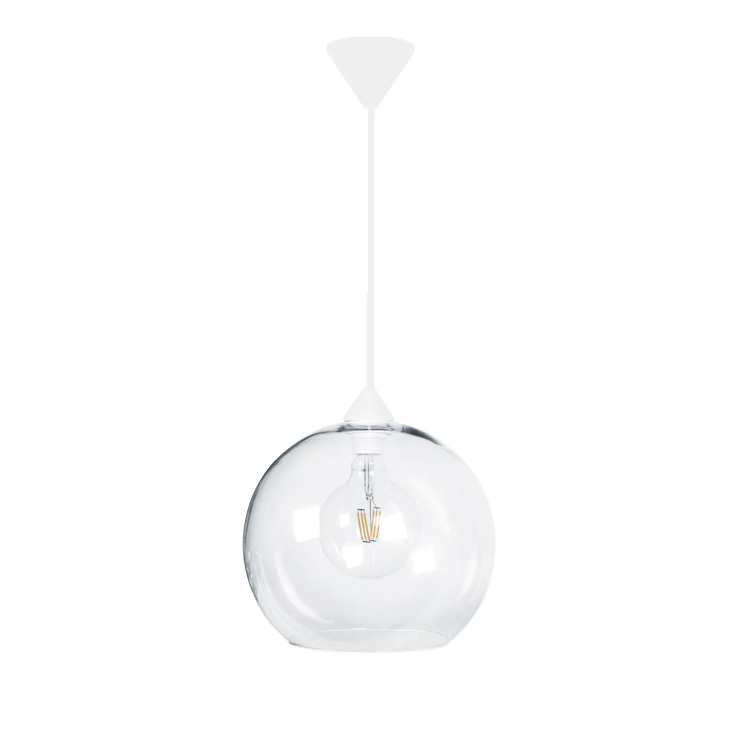 Tosel Globo sospensione vetro bianca 30x100cm E27 globo