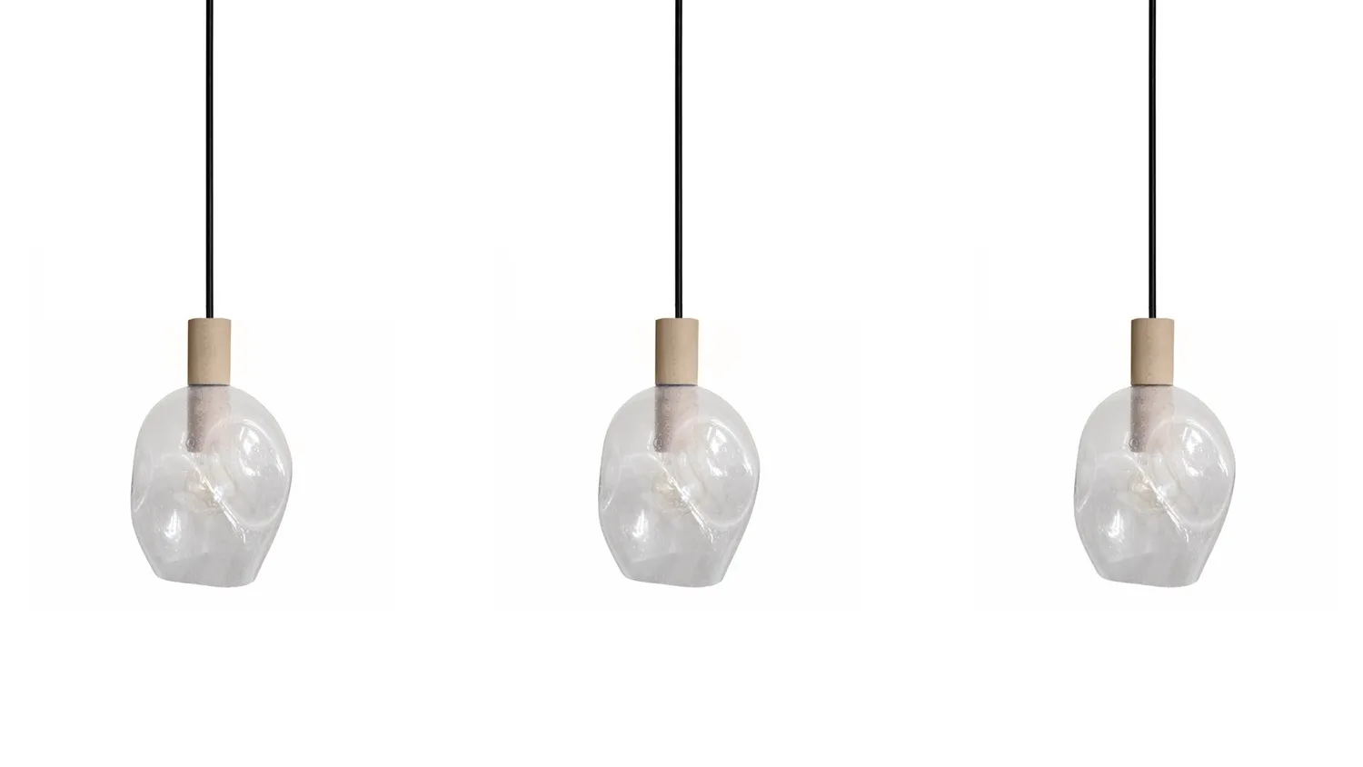 Tosel Vingolf Lampadario Barra 70cm Legno Trasparente