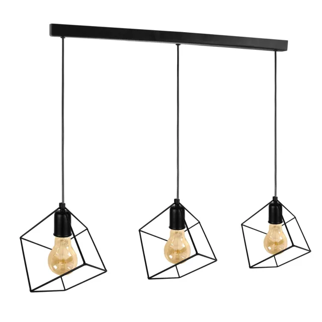 Tosel Square lampadario industriale metallo nero 3 luci