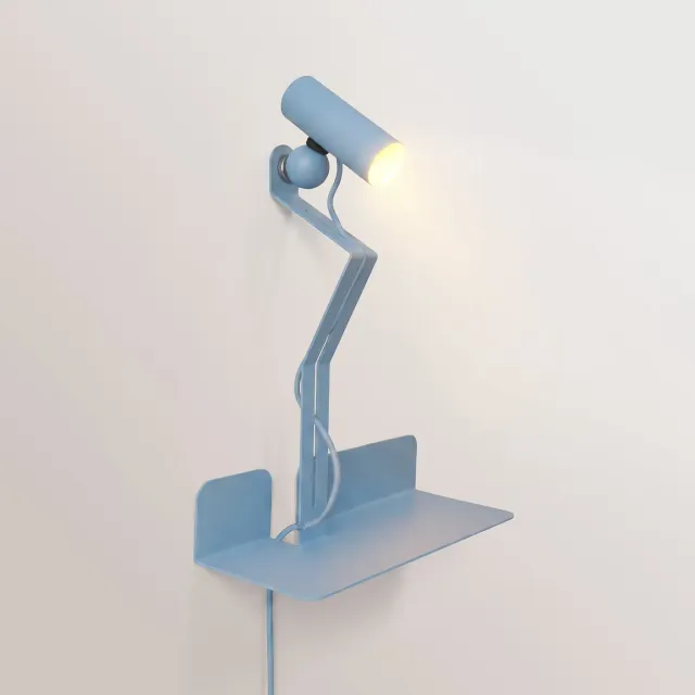 Creative Cables Murio Tubo lampada parete blu con lampadina