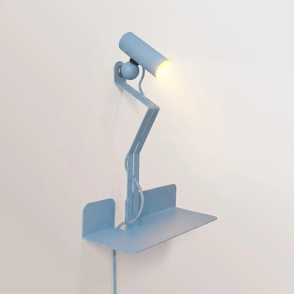 Creative Cables Murio Tubo lampada parete blu con lampadina