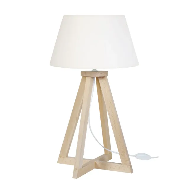 Tosel Skara lampada tavolo legno naturale bianco