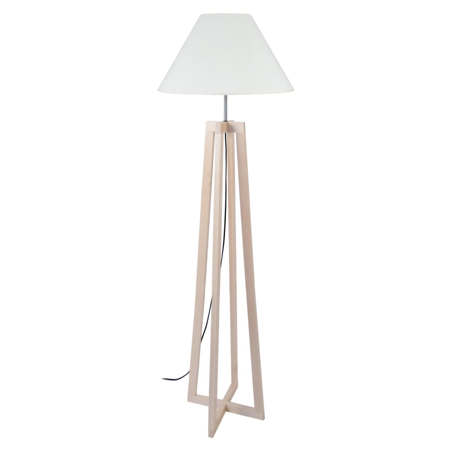 Tosel Lot piantana legno naturale ed ecrù treppiede