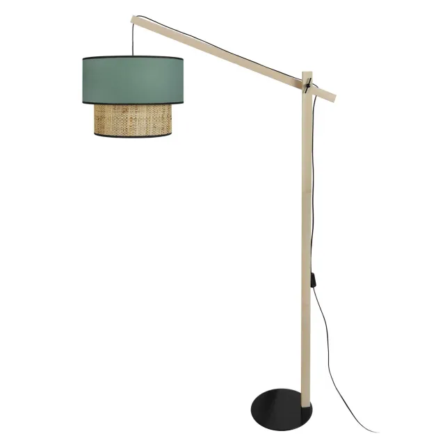 Tosel Cochin P piantana arco legno naturale verde petrolio 40x190cm