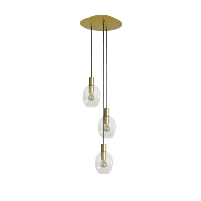 Tosel Vingolf lampadario oro 3 luci vetro trasparente