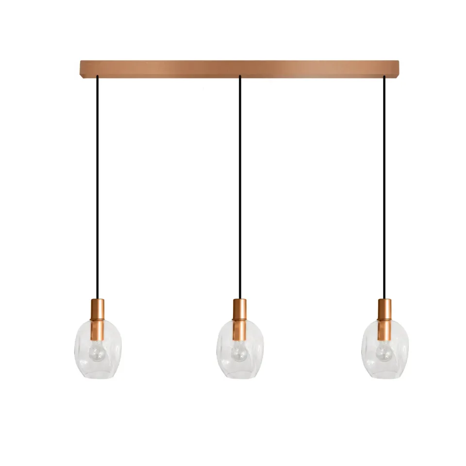 Tosel Vingolf lampadario barra rame vetro E27 3 luci
