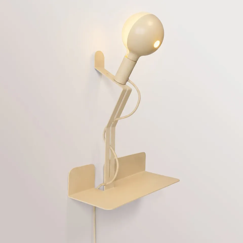 Creative Cables Murio Talia lampada da parete panna con mensola