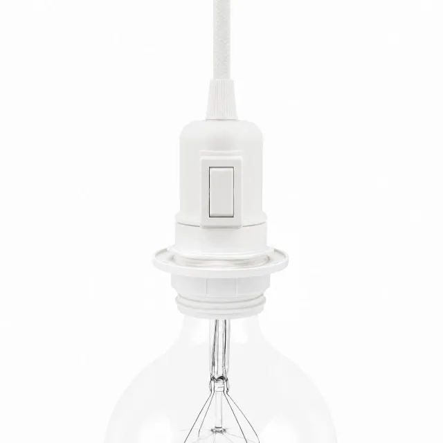 Creative Cables portalampada E27 bianco con interruttore e ghiera