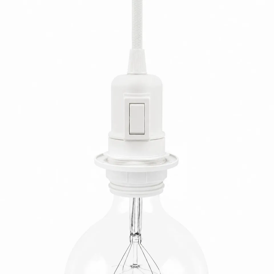 Creative Cables portalampada E27 bianco con interruttore e ghiera