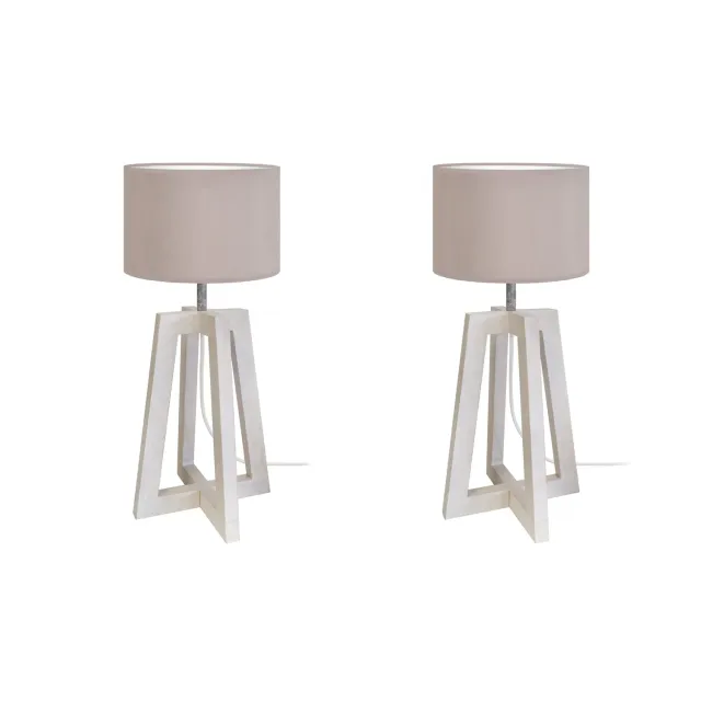 Tosel Lot LT2 lampada tavolo legno taupe