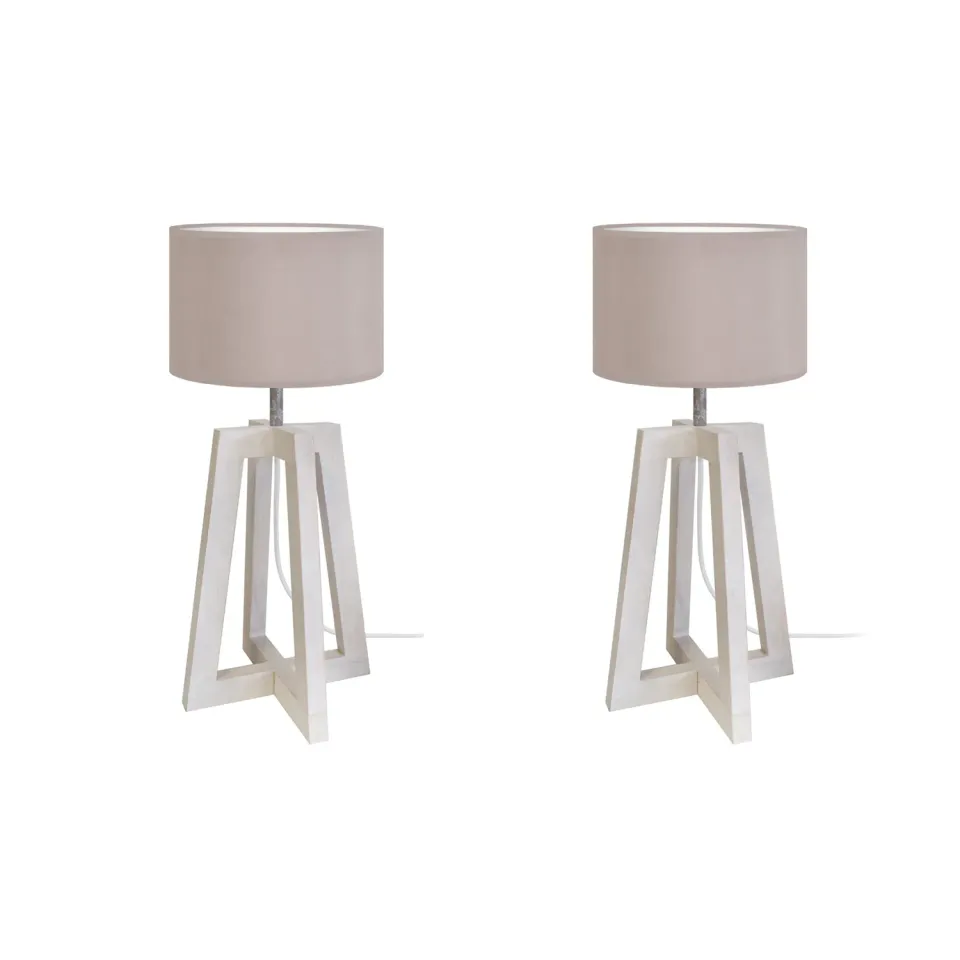 Tosel Lot LT2 lampada tavolo legno taupe