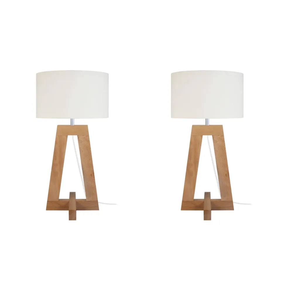 Tosel Vili A LT2 lampada da tavolo naturale ecrù legno x2