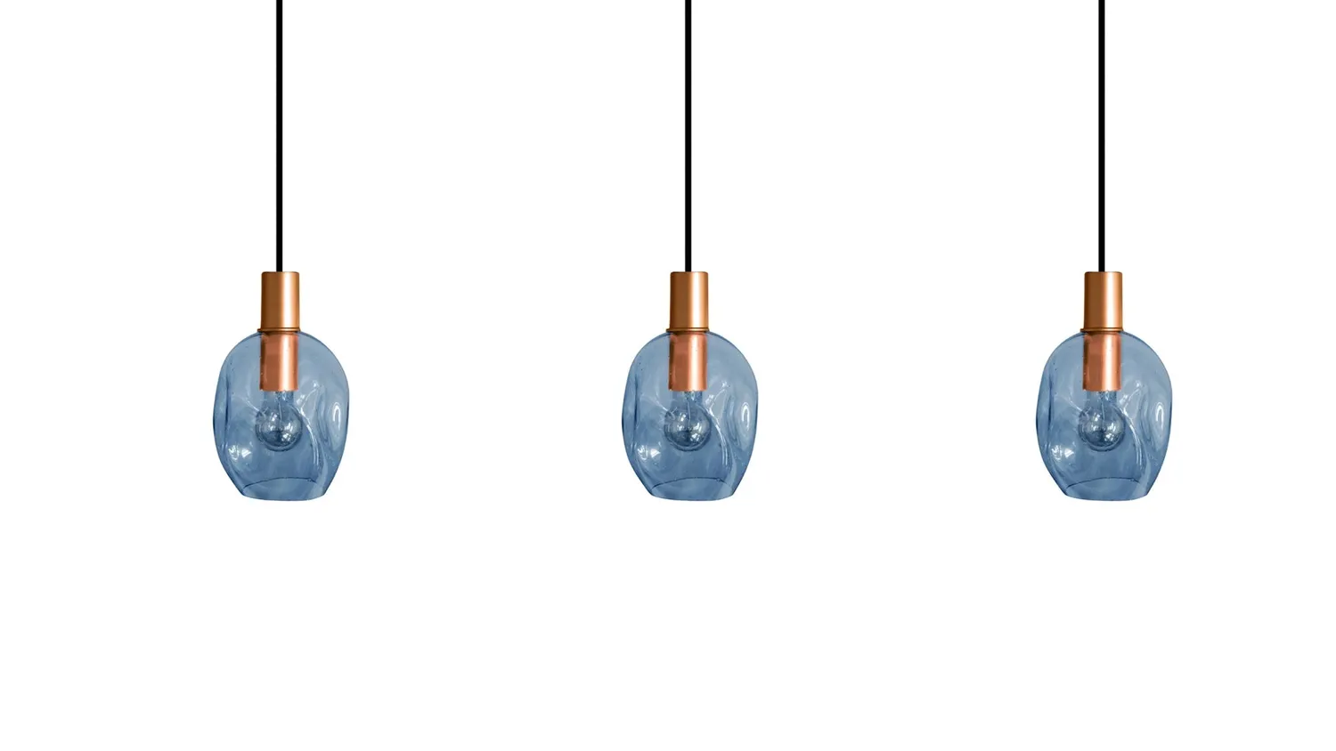 Tosel Vingolf lampadario barra rame vetro E27 3 luci