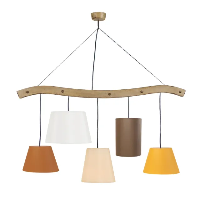 Tosel TACKS lampadario legno 5 luci 93x115 cm