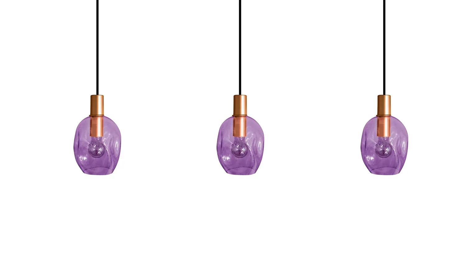 Tosel Vingolf lampadario barra rame vetro E27 3 luci