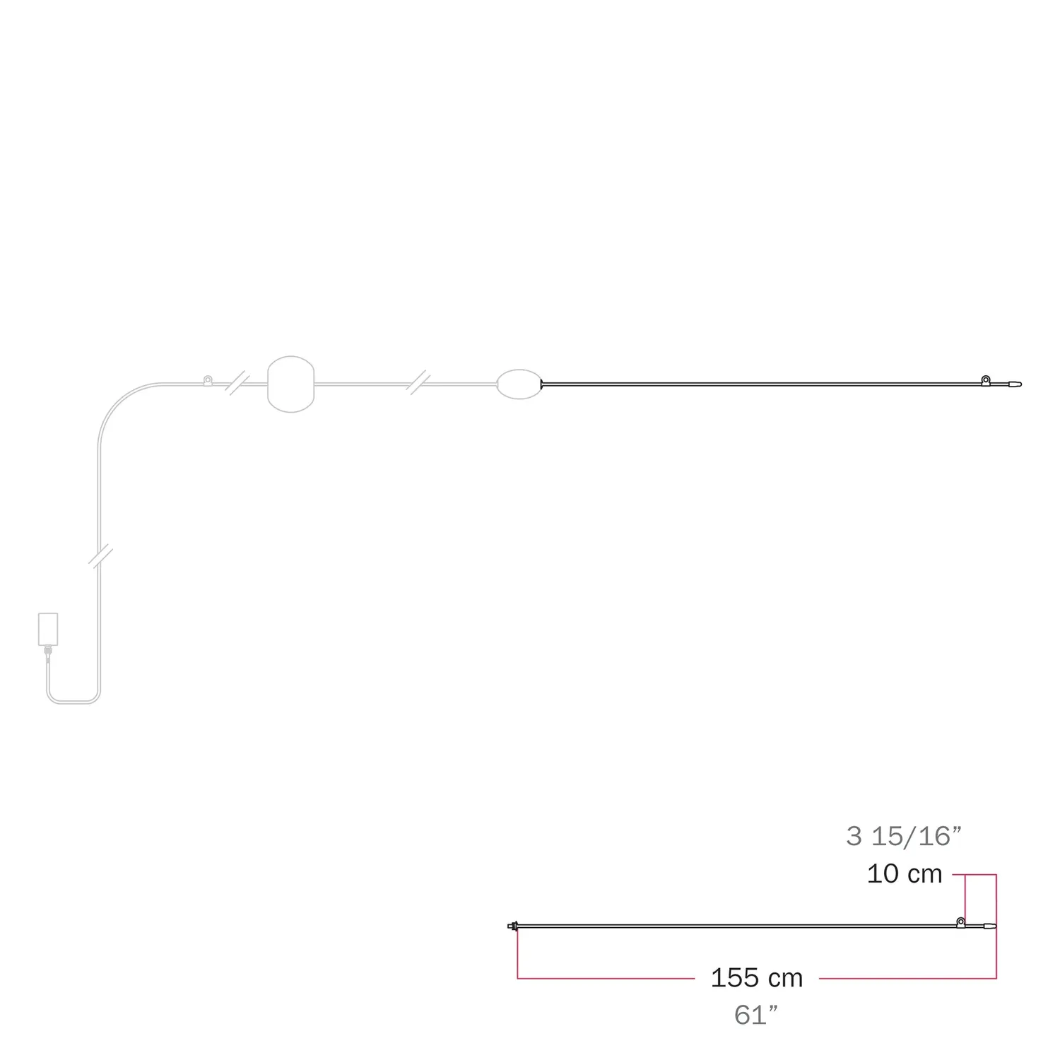 Creative Cables Marina cavo chiusura 150 cm grigio
