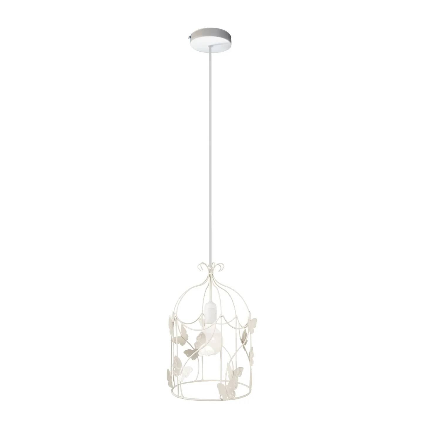 Tosel Cage Papillons sospensione bianca 23x100 cm metallo