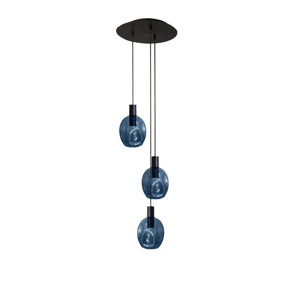 Tosel VINGOLF lampadario nero 35x120 cm 3 luci vetro