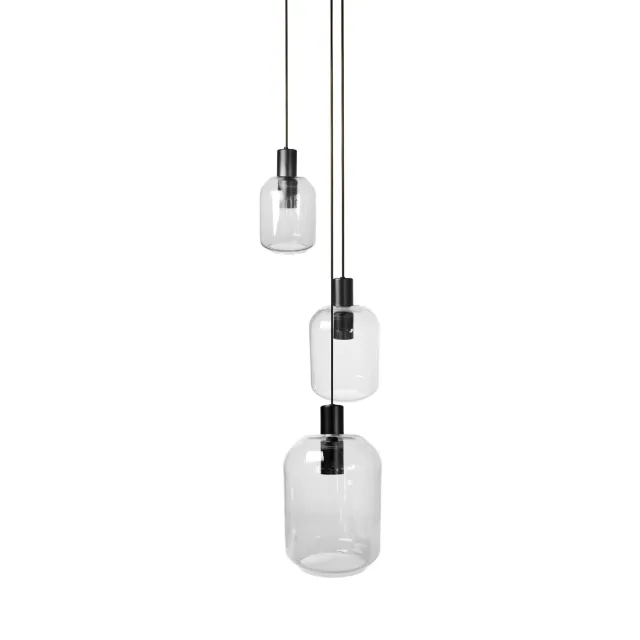 Tosel Svalbard Small lampadario rotondo nero vetro E27