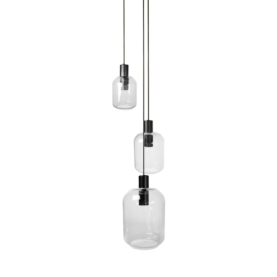 Tosel Svalbard Small lampadario rotondo nero vetro E27