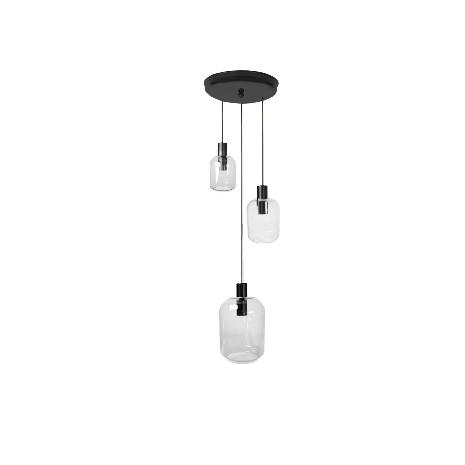 Tosel Svalbard Small lampadario rotondo nero vetro E27
