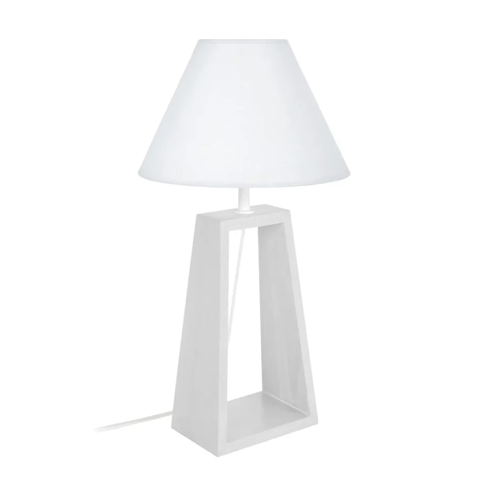 Tosel Mikelli Lampada da Tavolo Triangolo Legno Bianco 22x50 cm